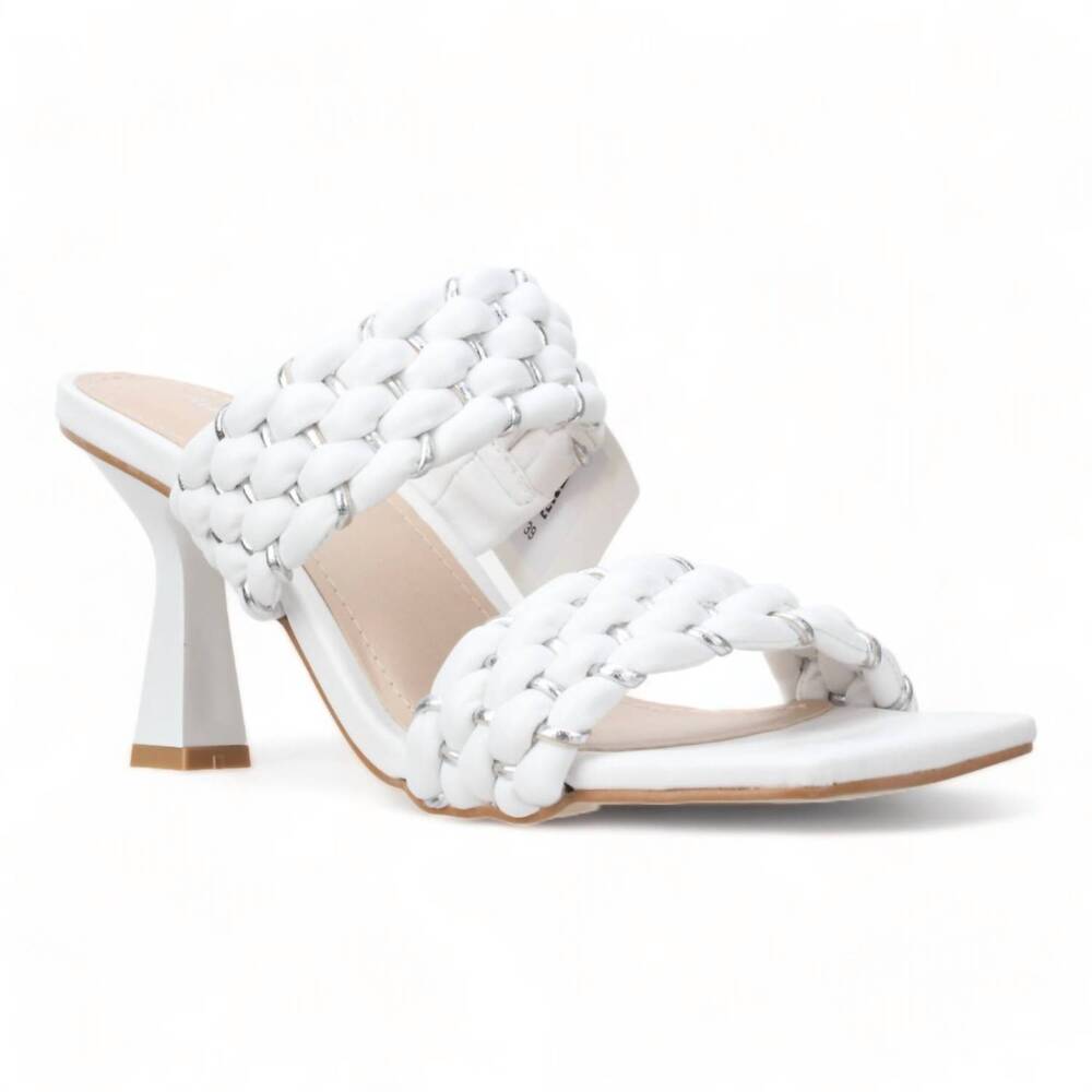 NEW BRUNO MENEGATTI women's dolce leather mule sandal in white silver